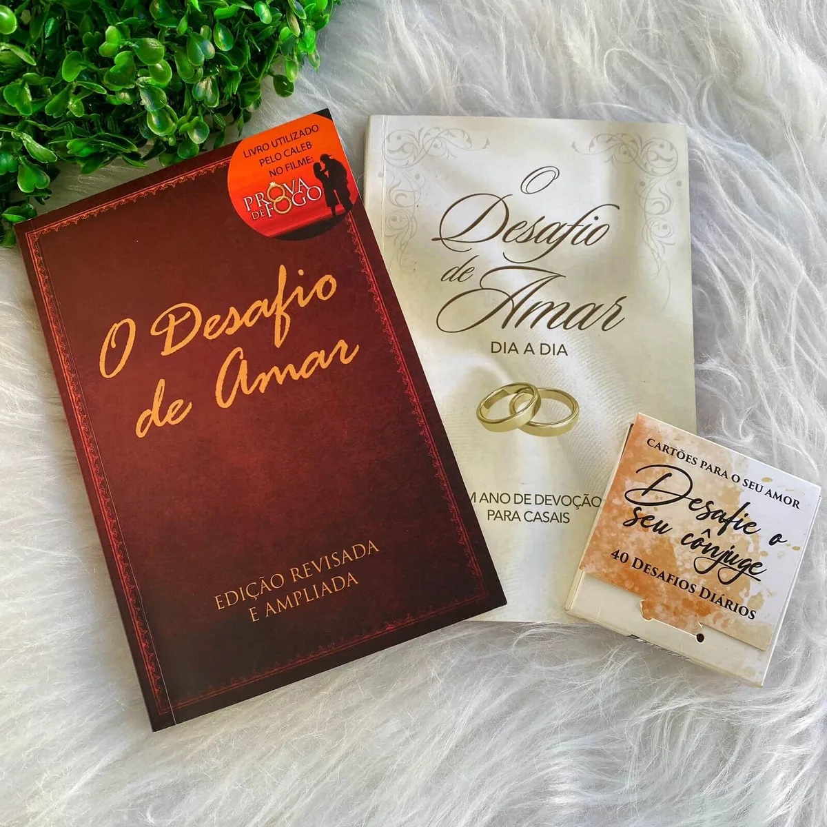 Foto 2 do Kit O Desafio de Amar, com as capas dos livros e os cartões de desafios vistos de perto